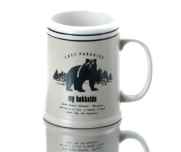[Vintage][Used up] [Delivery Free]1980s Hokkaido Furano Tourist Souvenirs Pottery Mug(Beer mug)Last Paradise My Hokkaido [tag0000]