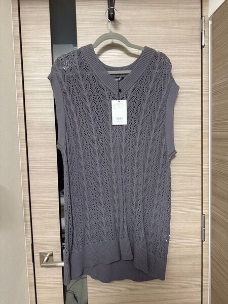 KUUUPY グレー Openwork Knitting Knit Vest - 透かし編みニットベスト