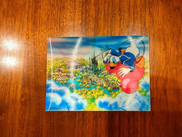 送料無料 ディズニーランド ポストカード1枚 ドナルドダック レンチキュラーカード Disney 当時物 絵はがき