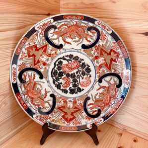 有田焼 大皿 鳳凰 骨董品 アンティーク 赤 青 鳥 金 花 観賞皿