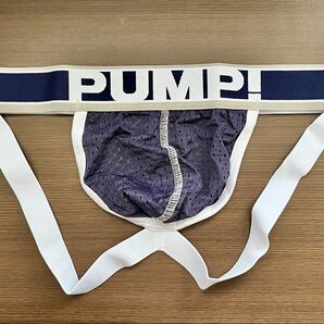 PUMP ジョックストラップ ネイビー Lサイズ パンチングメッシュ ウエスト平置き35cm