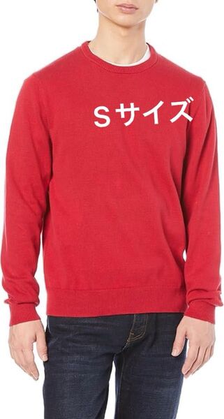 【値下げ交渉ok】セーター クルーネック メンズ トレーナー 赤 ニット コットン 人気 秋冬 無地 長袖