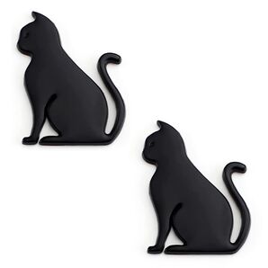 【最終値下げ!】3D 猫 エンブレム ステッカー ブラック 2個セット