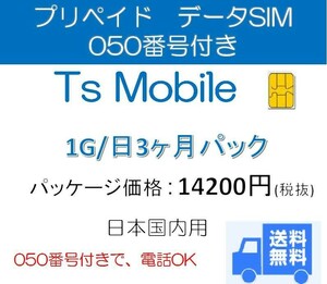  ドコモ 格安SIM 高速データ容量 1G/日 050番号付き3ヶ月プラン