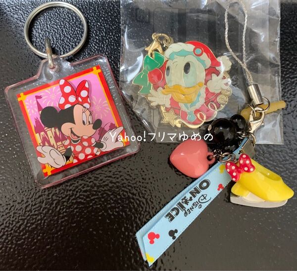ディズニー ドナルド ミニー キーホルダー ストラップ チャーム 3点