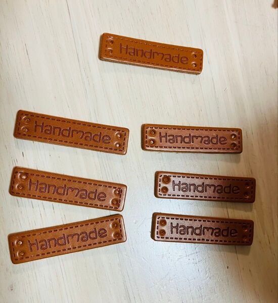 Handmade 丸文字、レザー風 ネームプレート 7個セット