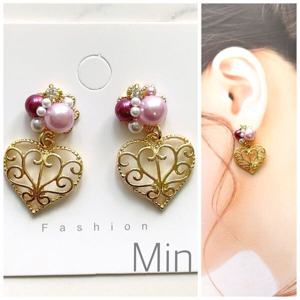 ビジュー ピアス ハンドメイド イヤリング変更可能