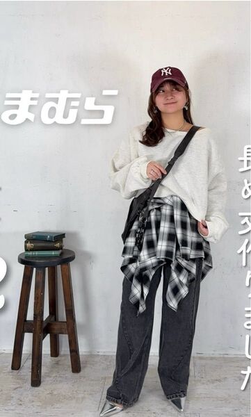 しまむら Helm チェック柄 シャツ巻き風スカート CHKシャツマキフウミニSK Mサイズ