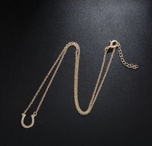  horse riding horse hose shoe necklace Gold 