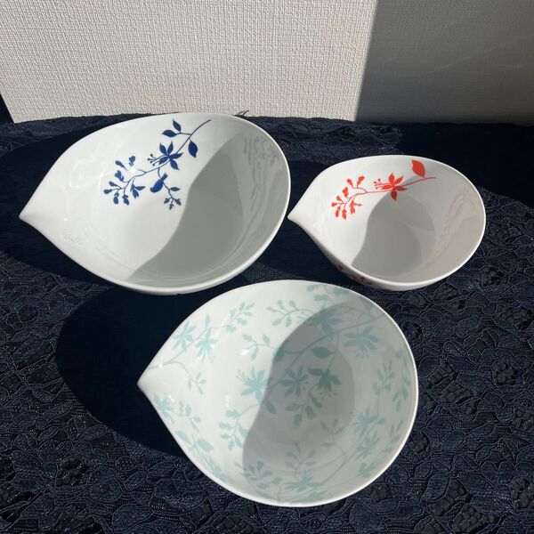 花柄 陶器 片口鉢 3個セット サラダボウル