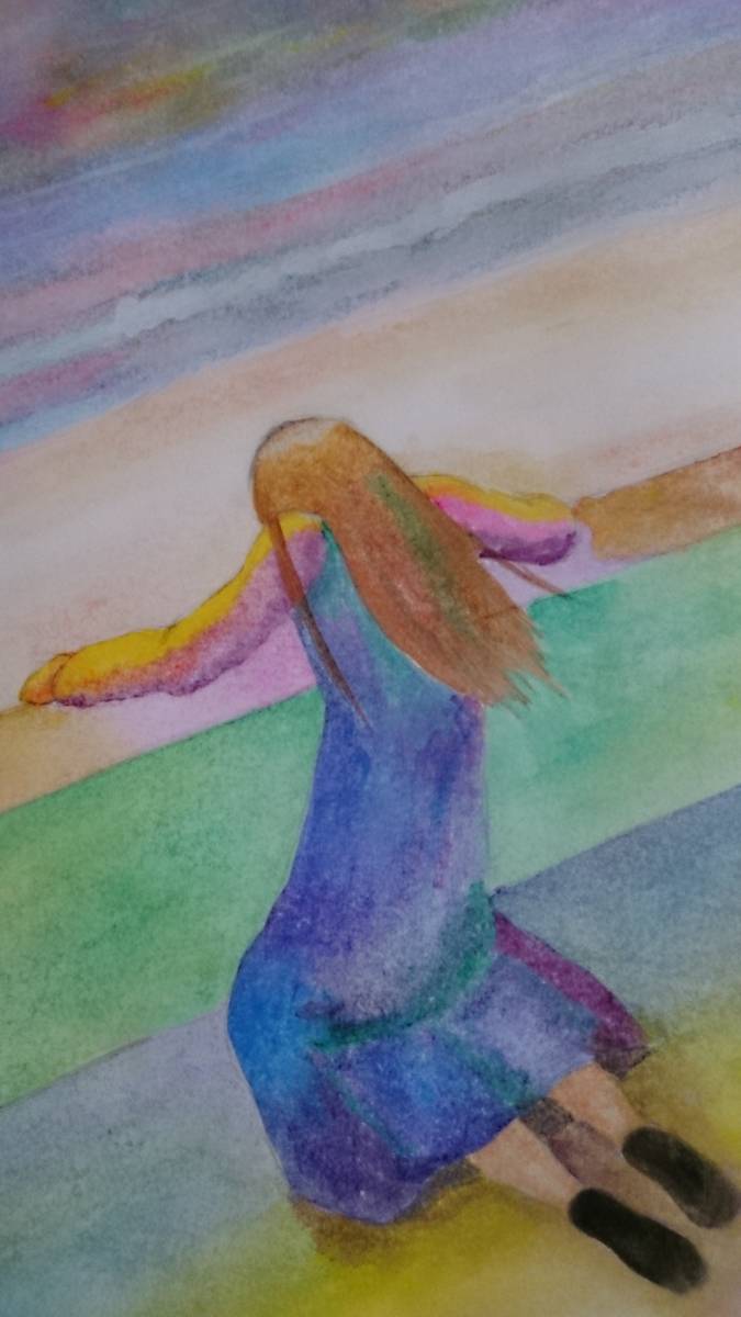 Оригинальная иллюстрация размера B5, нарисованная от руки Девушка плачет в море, комиксы, аниме товары, рисованная иллюстрация