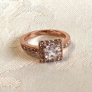  Cubic Zirconia * emerald cut * square * pink gold * ring * ring *10.5~11 number 
