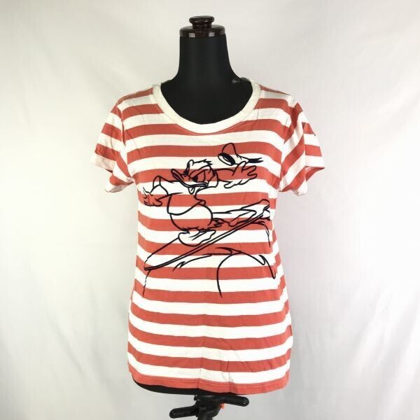 送料込★コーエン/ディズニーコラボ★ドナルドダック柄/ボーダー/Tシャツ【レディースM/オレンジ】coen DAILY CLOTHING◆BF568