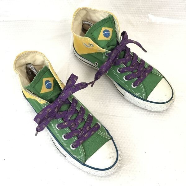 コンバース/CONVERSE ALL STAR★サッカーブラジルカラー/ハイカットスニーカー【4.5/23.5/緑×黄】soccer/BRAZIL/Shoes/trainers◇cQ-502