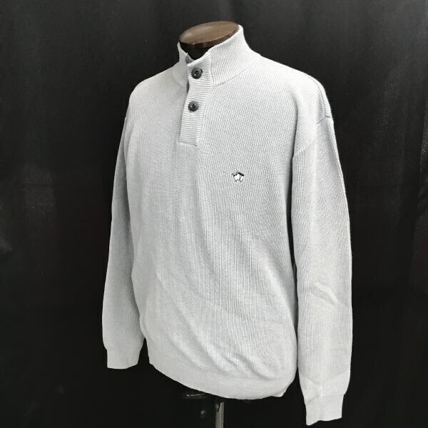 日本製☆マッセルバラ/MUSSELBURGH☆コットン100%/ハーフボタン/襟付きセーター【メンズM/水色/light blue】ゴルフ/Tops/sweater◇cBH628