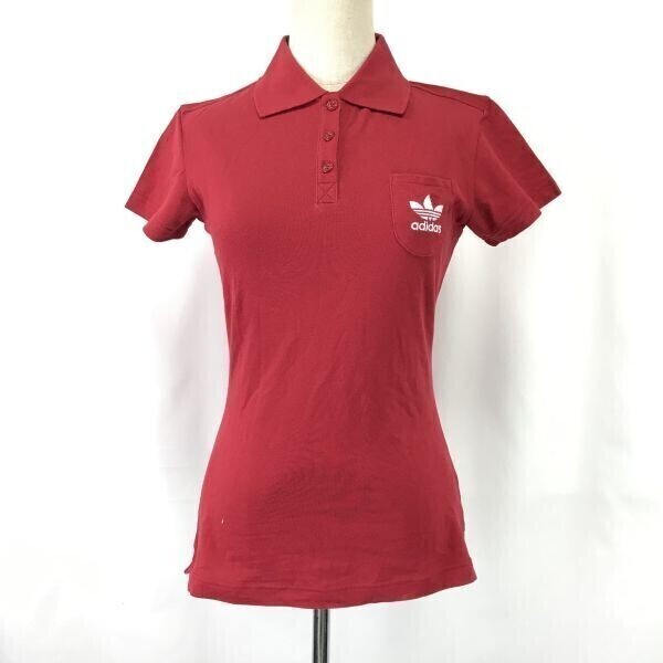 希少サンプル品☆adidas ORIGINALS/アディダス☆半袖ポロシャツ【レディース36/red/赤】トレフォイルタグ/ゴルフ/Tops/Shirts◇cBH773