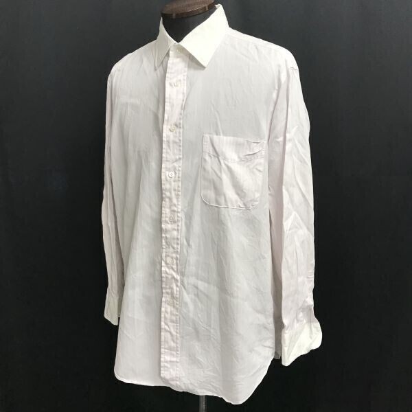 良品☆鎌倉シャツ/Maker'sShirt☆長袖シャツ【42-84/メンズL/白×薄ピンク/white/ストライプ】ドレス/Y/メーカーズシャツ/Tops◇cBH821