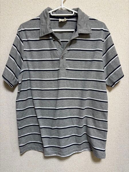 #3506 メンズ オボロデザイン L 半袖 ポロシャツ Tシャツ ボーダー