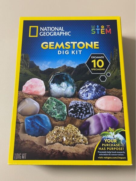 NATIONAL GEOGRAPHIC ジェムストーン/本物の宝石とクリスタルを10個、子供用サイエンスキット、宝石掘りマイニング