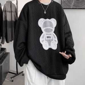 【大人気】くま ブラック 網目 トップス メンズ XL ゆったり