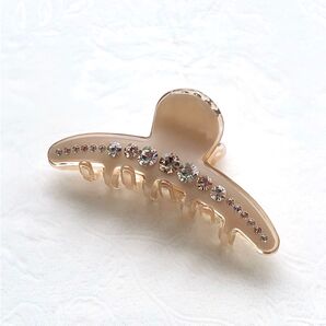 個数限定!高級スワロフスキー シンプル ミニバンスクリップ☆ベージュ アセテート