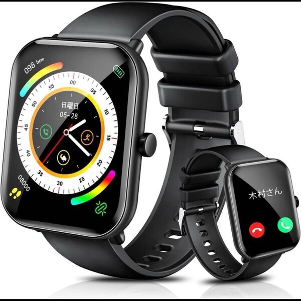 最終価格 スマートウォッチ 通話機能付き 音楽再生 1.95インチ大画面 長持バッテリー★