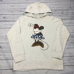 Disney/ディズニー★プルオーバーパーカー【M/ライトグレー】ミニー刺繍/リブ袖/リブ裾/レディース◆BA217-A