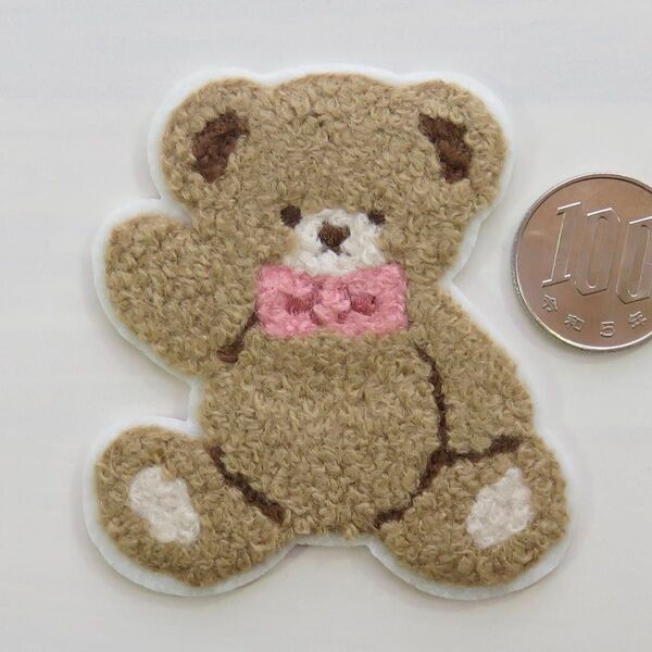 ふわふわ くま アイロン ワッペン アップリケ もこもこ mk-80 パイル 手芸用品 アレンジ patch