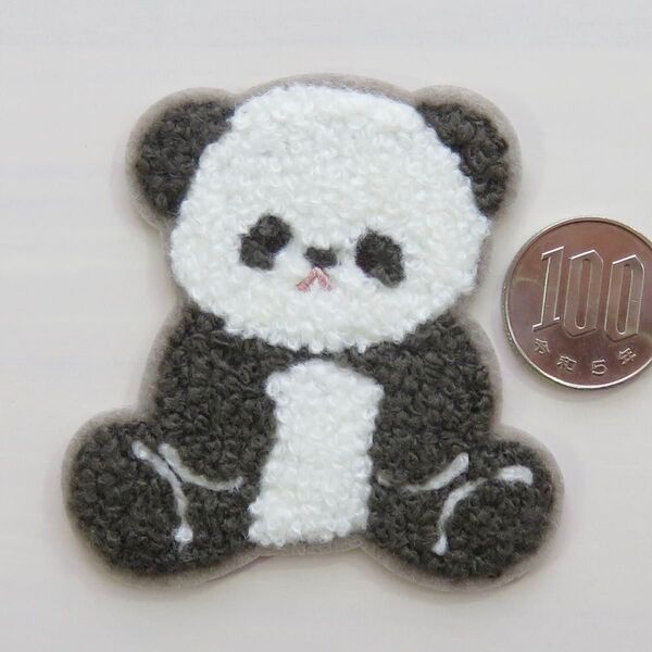 ふわふわ パンダ アイロン ワッペン アップリケ panda mk-78 パイル 手芸用品 アレンジ patch