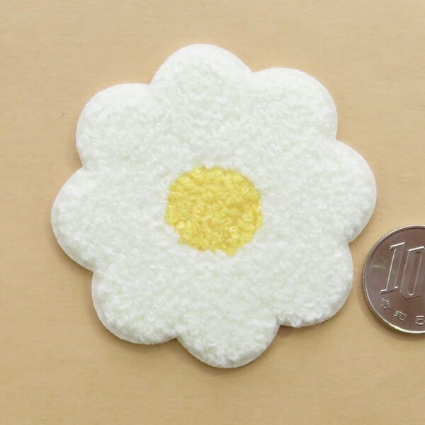 ふわふわ フラワー アイロン ワッペン アップリケ mk-82 パイル 手芸用品 アレンジ patch デイジー 花