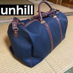 dunhill ボストンバッグ ネイビー キャンバス・レザー メンズ 旅行用 就活 新卒 出張 旅行