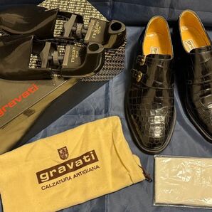 【美品】gravati クロコダイルレザー ダブルモンクローファー