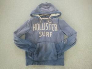 海外限定 ホリスター Hollister surf ビンテージ加工 デストロイ加工 ペイント パーカー ブルー S アメカジ サーファー