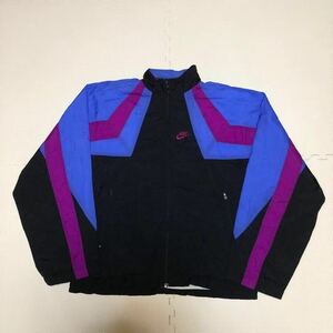 Nike ナイキ 80s 90s 銀タグ ナイロンジャケット ジャンパー S 黒 紫