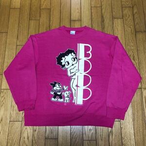 90's USA製 NJ CROCE Betty Boop ベティブープ スウェットトレーナー L