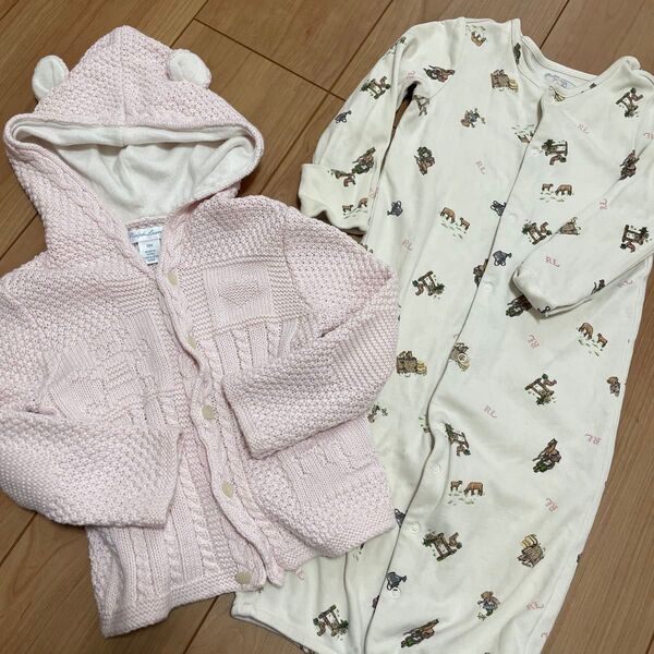ラルフローレン くま ベアー ロンパース 女の子 ベビー服 カーディガン ハート