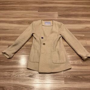 Language ベージュ ジャケット ノーカラー ジャケット ベージュ 長袖 ブレザー トップス