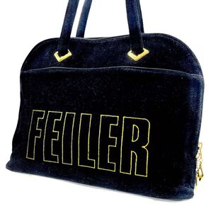 【美品】FEILER フェイラー 肩掛け可 A4収納可 ボストンバッグ ブラック 0578