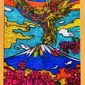 龍神開運金運ステンドグラスガラス絵の具ハンドメイドアート沖縄富士山犬猫