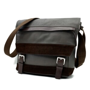 送料無料 美品 COACH コーチ メンズ ショルダーバッグ トンプソン カラーブロック レザー スモール メッセンジャー 71036 グレー