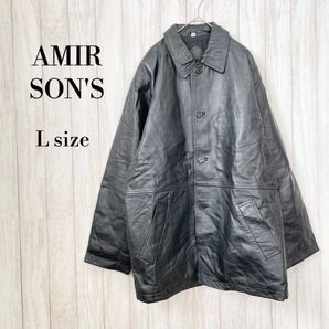 【AMIR SON'S】ラムレザー ミドル丈 コート/羊革〈L〉希少サイズ