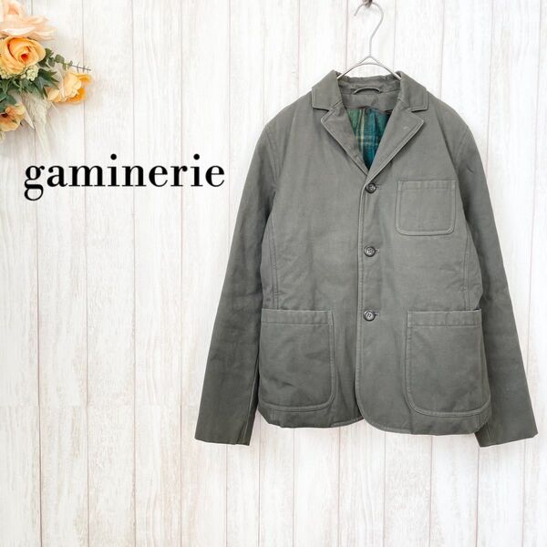 【gaminerie ギャミヌリィ】カーキ テーラードジャケット/裏地フリース