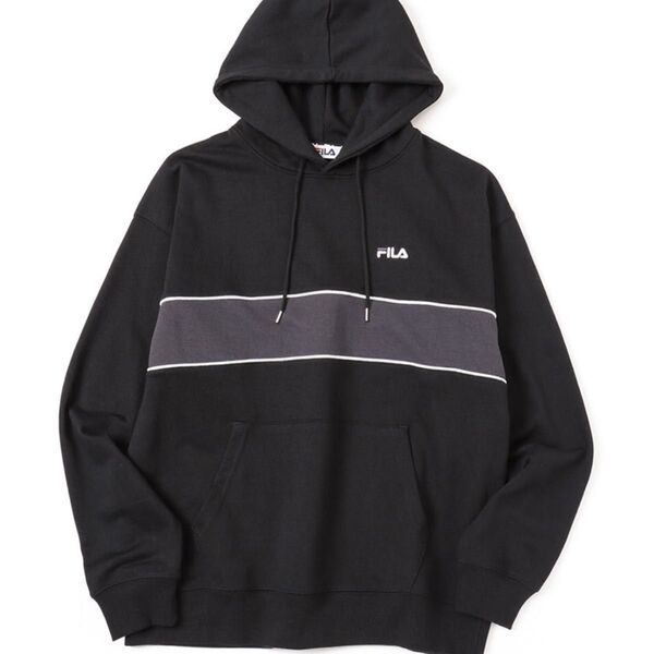 【新品】FILA バイカラープルオーバーパーカー ブラック Mサイズ ユニセックス