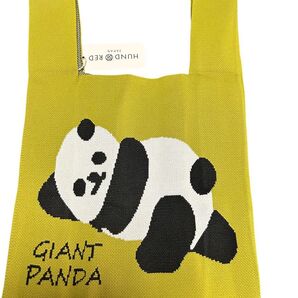 【最終値下げ】】HUNDRED パンダ柄 ニットバッグ オリーブグリーン新品未使用