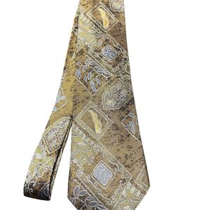 ungaro ネクタイ ブラウン ゴールド シルバー 光沢 上品