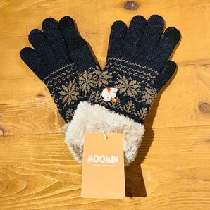 【新品】ムーミン ワンポイント刺繍 スマホ対応手袋「ムーミン フラワー」