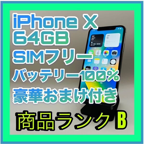 【豪華おまけ付き】iPhoneX 64GB SIMフリー 新品バッテリー