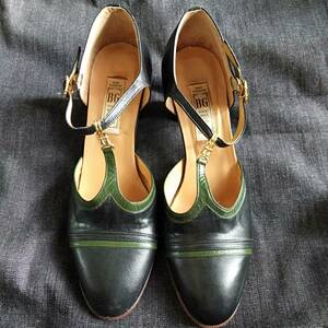  former times high brand pumps 24cm BG dark blue . dark green. line Showa Retro 