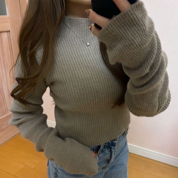 GRL グレイル ニット ニットトップス ハイネック カットソー 長袖