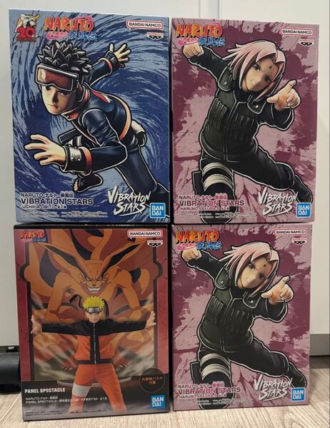 NARUTO ナルト疾風伝 木の葉の里 うずまきナルト(1体) 春野サクラ(2体)うちはオビト(1体) フィギュア 4点セット